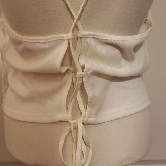 𝅺BP Ribbed Tie Back Crop Tank Top Off-White Size 1x NWOT‎ - Picture 3 of 6